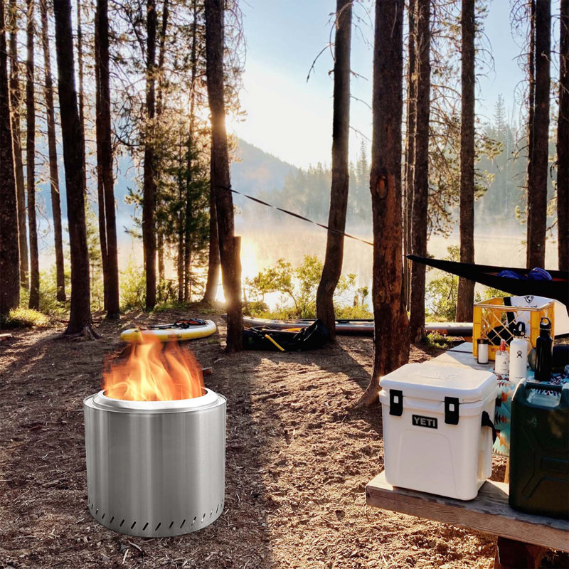 LAVRE Stainless Steel Portable Low Smoke Fire Pit, Outdoor Wood Burning